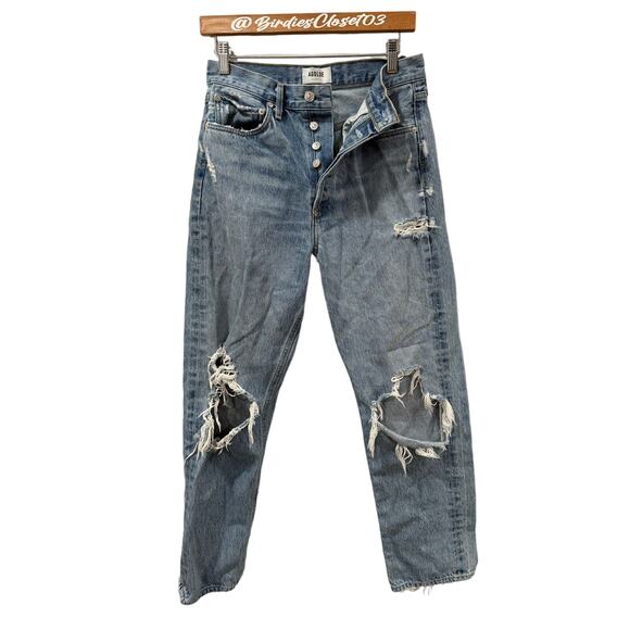 Agolde 90’s High Rise Casual Loose Fit Medium Wash Distressed Grunge Jeans 26 - Picture 1 of 8